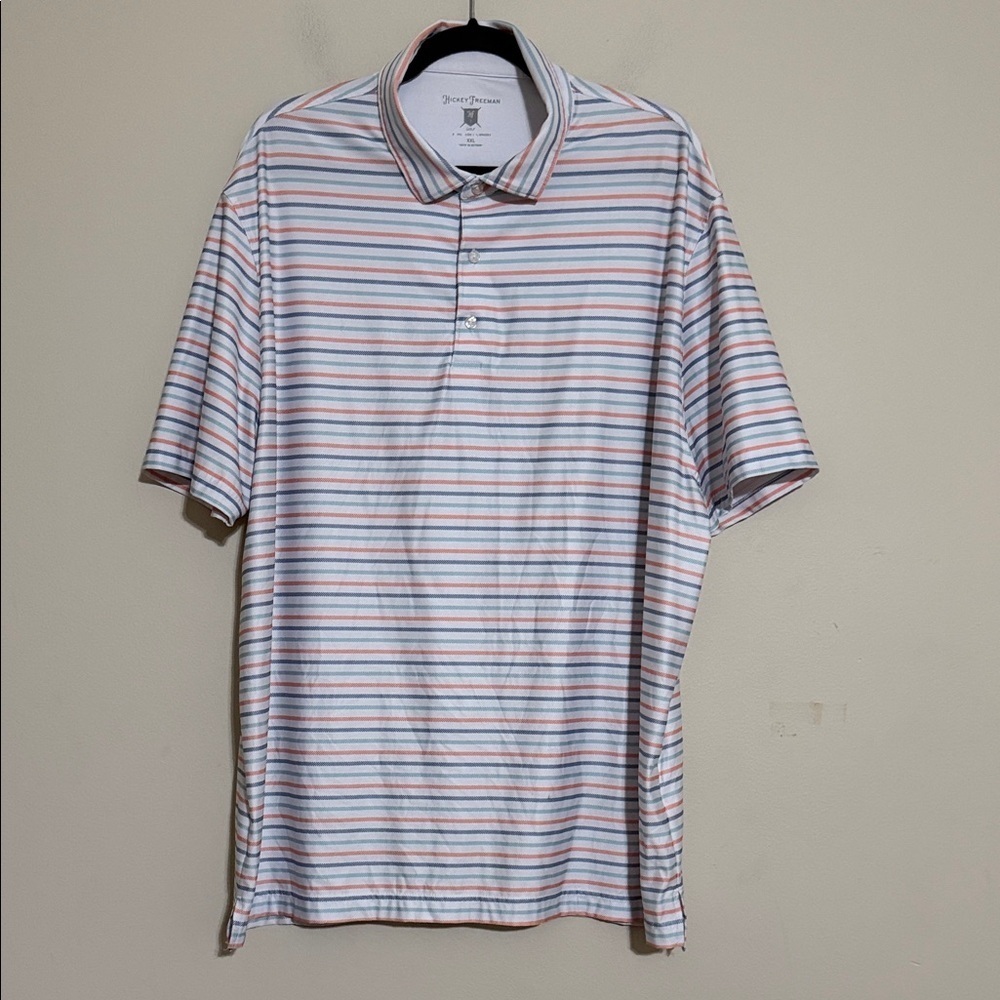 Hickey freeman Striped Men's Polo Shirt XXL golf performance casual vacation